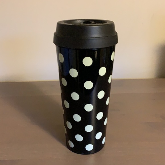 Kate Spade Black & Cream Polka Dot Plastic To-Go Cup - Picture 3 of 8